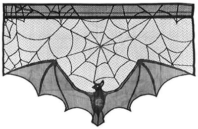 Openhaard Sjaal - Schoorsteenmantel Decoratie - Halloween Versiering - Kanten Spinnenweb Design - 93x57CM - Zwart