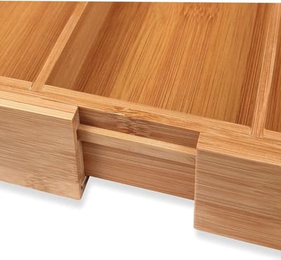 Bamboe bestekbakje voor laden - verstelbaar 30-48x46x5 cm - 5-7 vakken - Keukenorganisatie bestekbak 47 deep