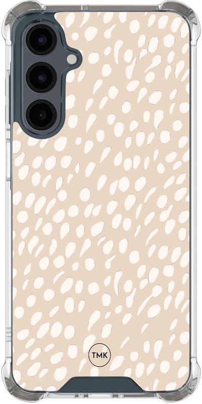 Shockproof hoesje geschikt voor Samsung Galaxy A17 - Sand dots - Schokbestendig - Verhoogde randen - TPU case - Extra Sterke Back Cover - Gestipt - Transparant, Beige