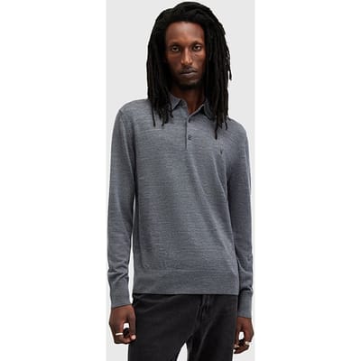 AllSaints Mode Merino Ls Polo Smith Blue Maat: XS | Poloshirts Outlet | Heren | Blauw