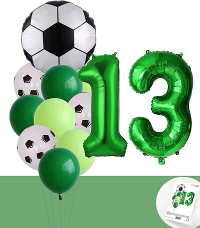 Voetbal Verjaardag * Ballonnen Set 13 Jaar * Hoera 13 Jaar * Jarig Voetbal * Voetbal Fan * Snoes * 80 CM * Voetbal Versiering * Birthday