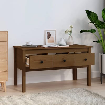 vidaXL - Salontafel - 102x49x55 - cm - massief - grenenhout - honingbruin