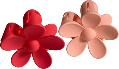Arty’s Bloemvormige Haarklem – Rood en Roze – Set van 2 – Haarclip – Haaraccessoires – Vrouwen en Meisjes – Geschikt voor alle haartypen – 7,3 cm – Stijlvol