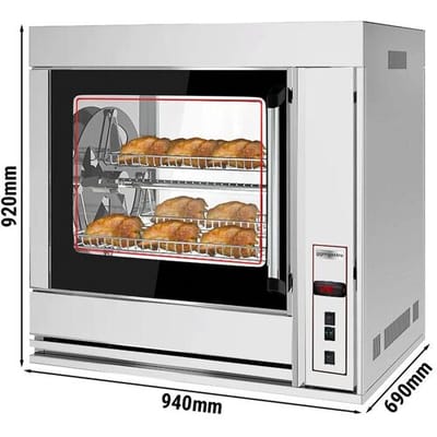 GGM Gastro Elektro Rotations Hähnchengrill - 6,9 kW - mit 4 Drehkörben für bis zu bis zu 20 Hähnchen Zilver