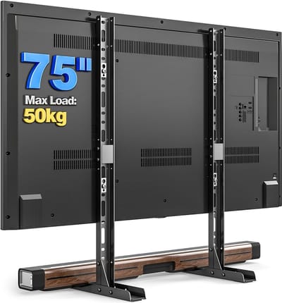 TV standaard - TV voeten - Televisie plaatsen - Verbeterde stabiliteit - Tot 75 inch - Zwart