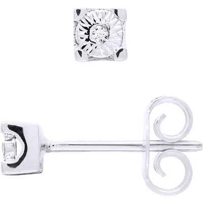 Oorbellen Solitaire Diamond 0,40 Cts Illusion 0,25 Cts White Gold 18k