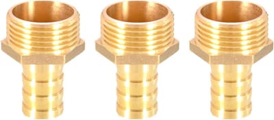 Hose Tail Connector Set van 3 Stuks - Messing Barbed BSP Mannelijk voor Lucht, Water en Brandstof - 19mm tot 1 Inch