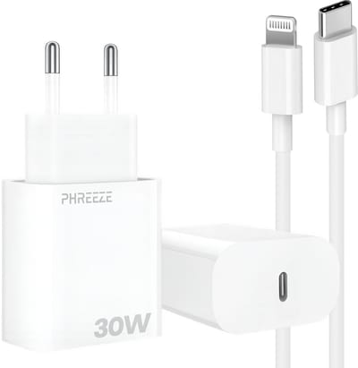 Snellader met usb C poort met Lightning kabel 30w Power Delivery - Made for iPhone - Gecertificeerde oplader met oplaaadkabel