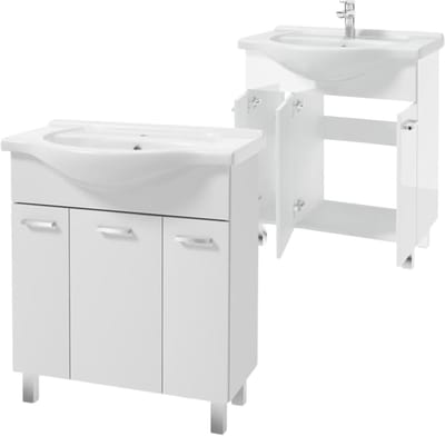 Deftrans - Wastafelblad - 75 cm - Staande Kast - Wit Glans