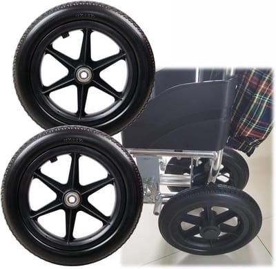 Rolstoelwielen Vervanging - Zwenkwielen Set - Mobiliteit Verbeteren - Massief Polyurethaan - 30 Cm Diameter - Zwart