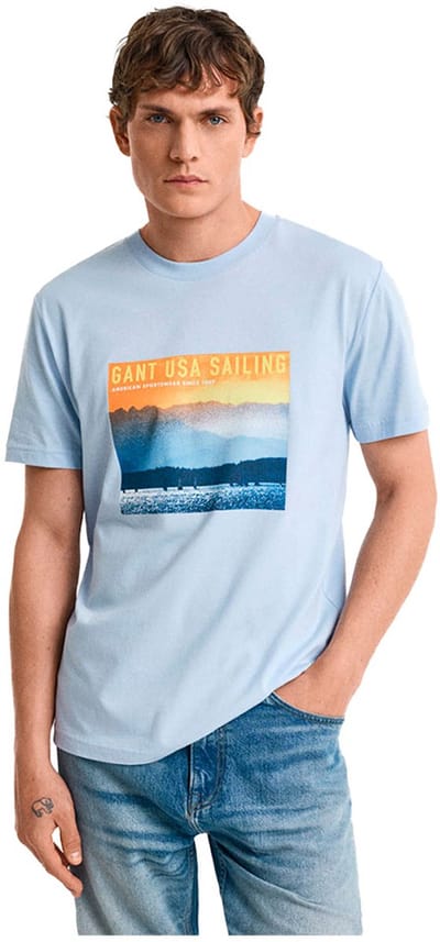 Gant Placed Graphic T-shirt Met Korte Mouwen Blauw L Man