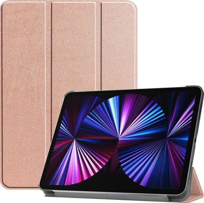 Hoesje - Geschikt voor Apple iPad Pro (2021) - 11 inch - 3e generatie - Dun & Stevig - Hardcover Book Case - Trifold Bookcase Hoes - Hard Cover - Tablethoes - Rosé goud