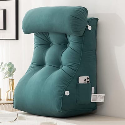 Leeskussen met lendensteun - Rugsteun kussen - Ontspannen in bed - Verstelbare steun - 45 x 55 cm - Smaragdgroen