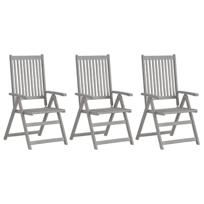 vidaXL - Tuinstoelen - 3 - st - verstelbaar - met - kussens - massief - acaciahout