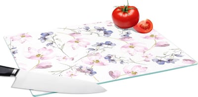 Glazen Snijplank - 39x28 - Bloemen - Waterverf - Bohemian - Patroon - Snijplanken Glas