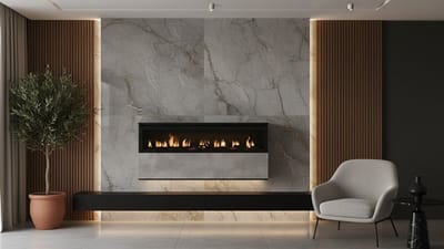 Elektrische LED Haard –CozyFlame™ Cement – 102x45x35cm – Realistisch 3D Vuur Zonder Warmte – Decoratieve Wandhaard met Afstandsbediening – Modern Design – Vrijstaand & Hangend – Energiezuinig – Sfeerverlichting voor Woonkamer HomeByNicole