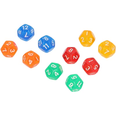40 Dés Transparents à 12 Faces Imperméables 5 Couleurs Dés Translucides pour Jeux de Société et Enseignement des Mathématiques red