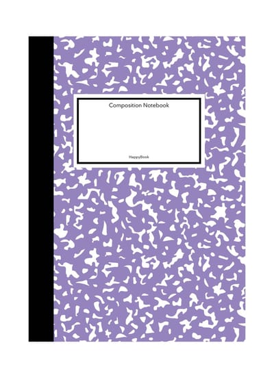 HappyBook - Composition notebook - Marmer - Classic - Klassiek - Lila - Softcover - Gelijnd - Werk - Studie - School - Dagboek - Elastiek - Boekenlegger - Cadeau - Relatiegeschenk - Business Book - Zakelijk notitieboek - Zakelijke uitstraling - Book