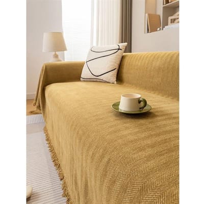 Visgraatpatroon Bankhanddoek Nieuwe Hoesdoek Bankkussen Vier Seizoenen Universeel High-end Volledige Hoes Universele Hoes Deken 180*130cm beige