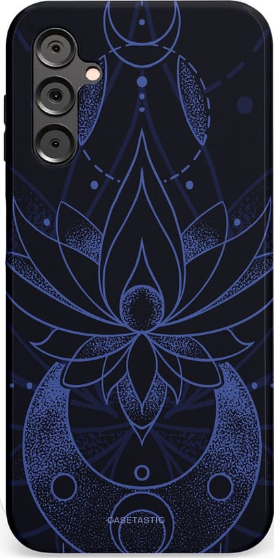 Casetastic Hoesje Geschikt voor Samsung A14 (5G/4G) - Stijlvolle Beschermende Duo-layer Case - Lotus Nacht