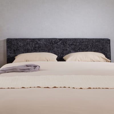 Hoofdbord ELOWA 160 cm, gestoffeerd met stoffen bekleding - Zwart