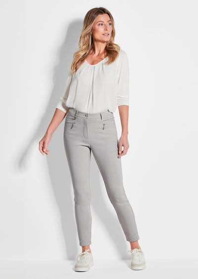Corrigerende broek BELLA met smalle pijpen - grijs - Gr. 20 van Goldner Fashion