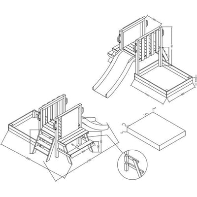 AXI Leah Mini Speeltoren met Zandbak en Picknicktafel –Limoen groene Glijbaan – Met Krijtbord – FSC hout – Klein speeltoestel voor de tuin / buiten
