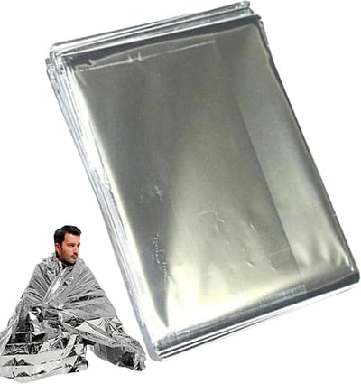 Nooddeken Thermodeken - Overlevingsdeken Survival Laken - Outdoor Bescherming - Warmte Opslag Folie - 210 cm - Zilver