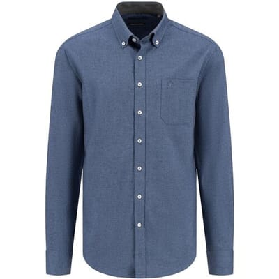 Fynch-Hatton Overhemd Uni Color Winter Solid Button-Down Cloud Blue / male
