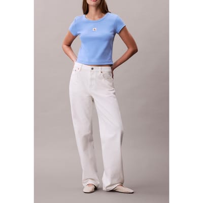 Calvin Klein Ss Heritage Label Tee Blue Descent Größe: XL | Hemden Outlet | Damen | Blau