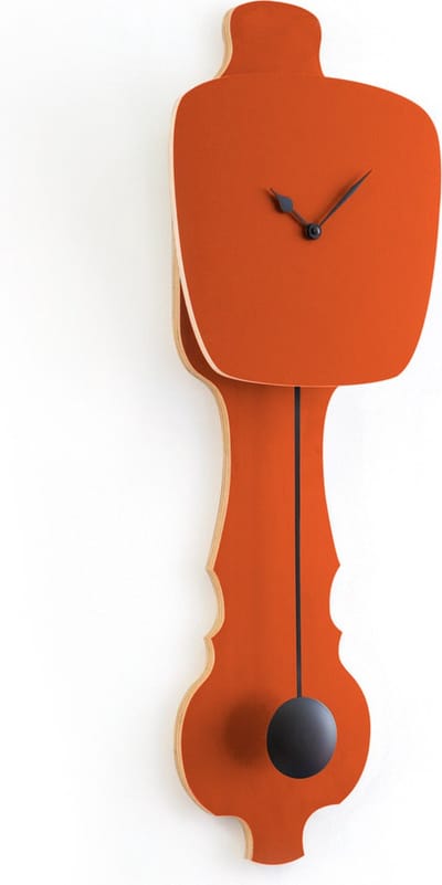 KLOQ - Wandklok met Pendule - Batterijen Inbegrepen - Wanddecoratie - Quartz Beweging - Niet-Tikkend Batterij Aangedreven - Roest Rood & Diep Zwart - Groot