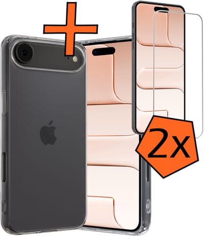 Hoes - Met 2x Screenprotector - Geschikt voor Apple iPhone Air - Sterk & Shockproof - Back Cover - Siliconen Case - Telefoon Hoes - Transparant