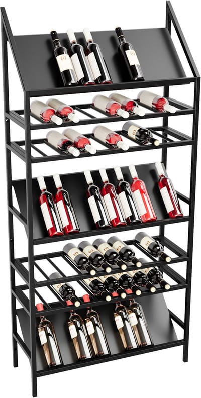 MetaloPro Wijnrek Alsace – Zwart Metalen Flessenrek Voor 70 Wijnflessen, Robuust Design, Ideaal Voor Keuken, Kelder Of Bar – 170x80x30cm