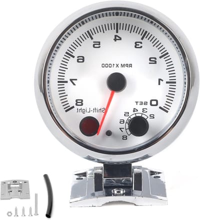 Toerenteller Auto - Motor Toerenteller - Motortoerental Meten - Zeer Gevoelige Stappenmotor - 3.75 Inch - Wit