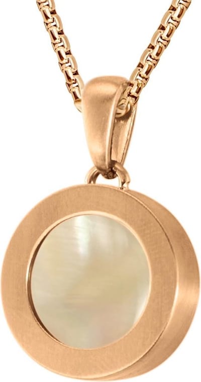 Quiges 12mm Mini Munt Hanger Rosékleurig RVS met Oranje Perzik Schelp Munt en Anker Ketting 42-46cm