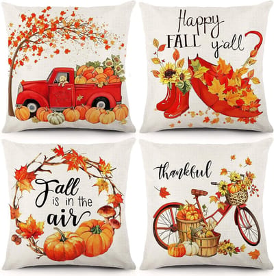 Halloween - Halloween Decoratie - Herfstkussenhoezen - kussenslopen - Linnen - Slaapkamer Sierkussens - Woonkamer - Bank - Sierkussens - 45 x 405 cm - Set van 4