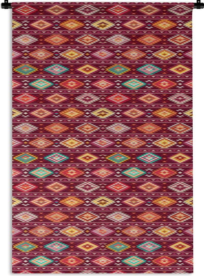 Wandkleed - Wanddoek - Patroon - Native American - Amerika - 120x180 cm - Wandtapijt