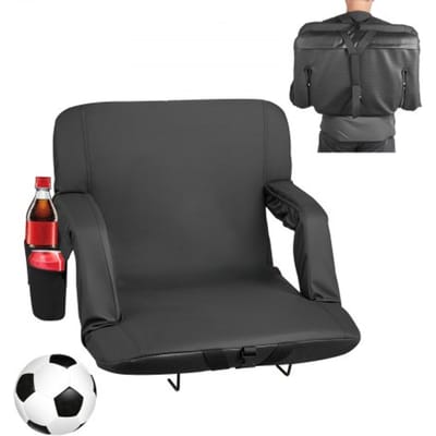 VEVOR Stadionzitkussen met 6 verstelbare hoeken, gewatteerde stadionstoel (584,2 mm breed) met armleuningen, rugleuning en bekerhouder, tribunestoel voor picknicks, strandsporten en gamen