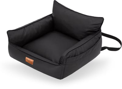Voorstoel Honden Autostoel Mand – DogSeat Nova Cruise ® – Leatherlook Zwart – Voor Kleine Honden – Met veiligheidsriem, gesp en gordel slot – Voorstoel & Achterbank – Waterafstotend & Krasbestendig – Luxe Autostoel Hond – Machinewasbaar