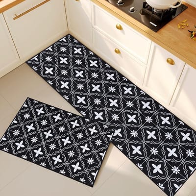 2 Stuks Antislip Keuken Tapijt Sets, Wasbare Vloermatten voor Keuken, Hal en Eetkamer - Absorberend en Duurzaam Design