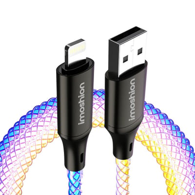 imoshion Kabel - Lichtgevende Kabel - Geschikt voor Lightning naar USB A - 1 meter - RGB - Oplader Kabel - Meerkleurig