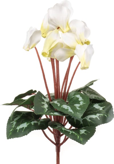 Emerald - Kunstplant Cyclamen wit/groen 30cm - Kunstplant voor binnen