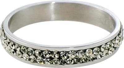 Quiges Stapelring Dames - Vulring Grijs Zirkonia - RVS Zilverkleurig - Maat 22 - Hoogte 4mm