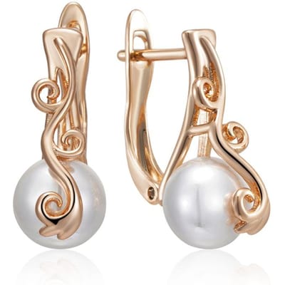 Boucles d'Oreilles Pendantes Perles de Luxe Pour Femmes Couleur Or Rose Bijoux Ethniques Fins de Mariage Accessoires Tendance Faciles à Assortir beige