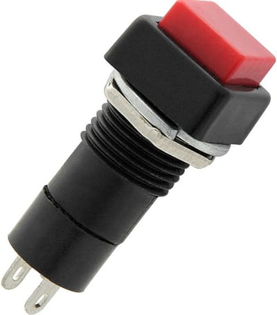 Push schakelaar - 12mm - 250V AC - SPST NO - Vierkant rood