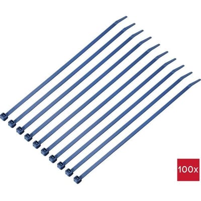 TRU COMPONENTS TC-12533352 Kabelbinder 250 mm 4.8 mm Blauw Detecteerbaar (metaal) 100 stuk(s)