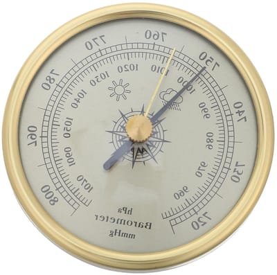 Huishoudelijke Barometer - Luchtdrukmeter Binnen - Weer Monitoren - Met Weerpictogrammen - 7 cm Diameter - Goud