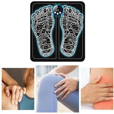 EMS Voetmassageapparaat Elektrische Voeten Acupressuur Pad Draagbare Spierstimulator Pad Meerdere Modi voor Verbetering van de Bloedcirculatie black