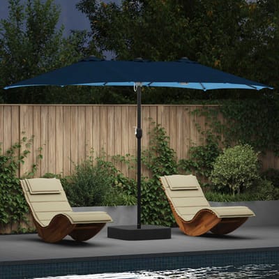 vidaXL - Tuinparasol - 385 - x - 209 - x - 244 - cm - Polyester - Azuurblauw
