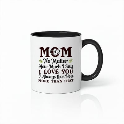 Koffiemok Mom I Love You More Than That - Moederdag Cadeau - Tweekleurig - Zwart/Wit